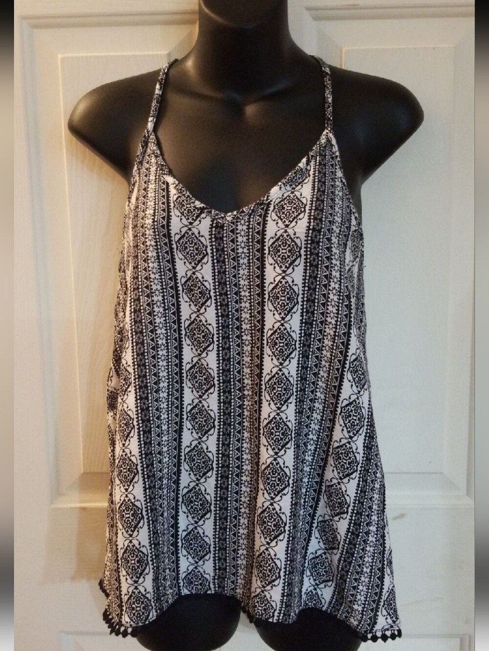 Full Tilt Black and White Printed Spaghetti Strap Cami